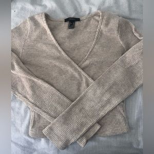 Tan/Cream Crossover Fleece Long Sleeve